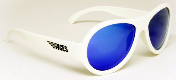Солнцезащитные очки Babiators Aces Aviators. Шалун. Белый, синие линзы. Возраст 7-14 лет