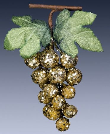 Декоративная гроздь винограда блестящая золотая 10х5х15 см