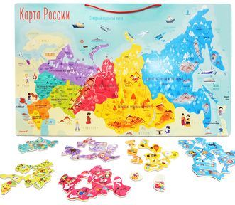Карта России с магнитными пазлами, 90 эл.