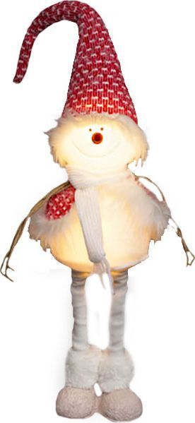 Снеговик красно-белый в высоком колпаке с LED- подсветкой, складной