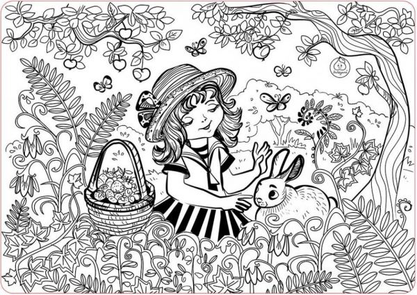 Коврик-раскраска большой Девочка в саду